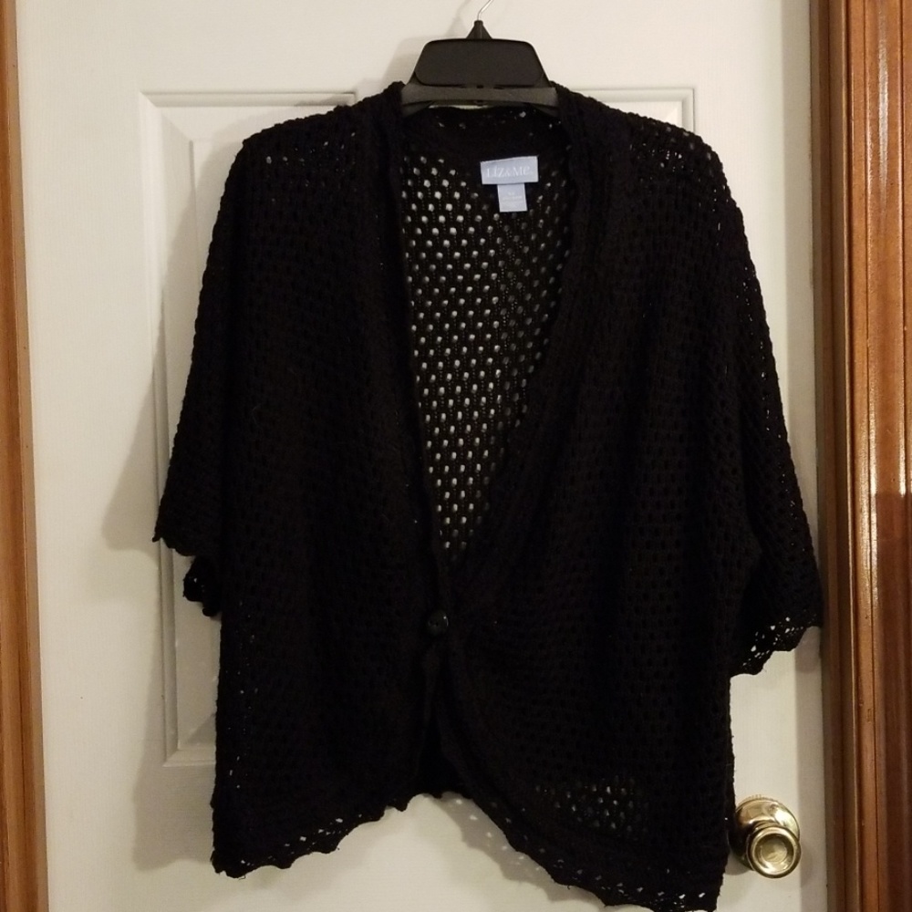 Liz & Me open weave knit black shrug. Sz 4x.